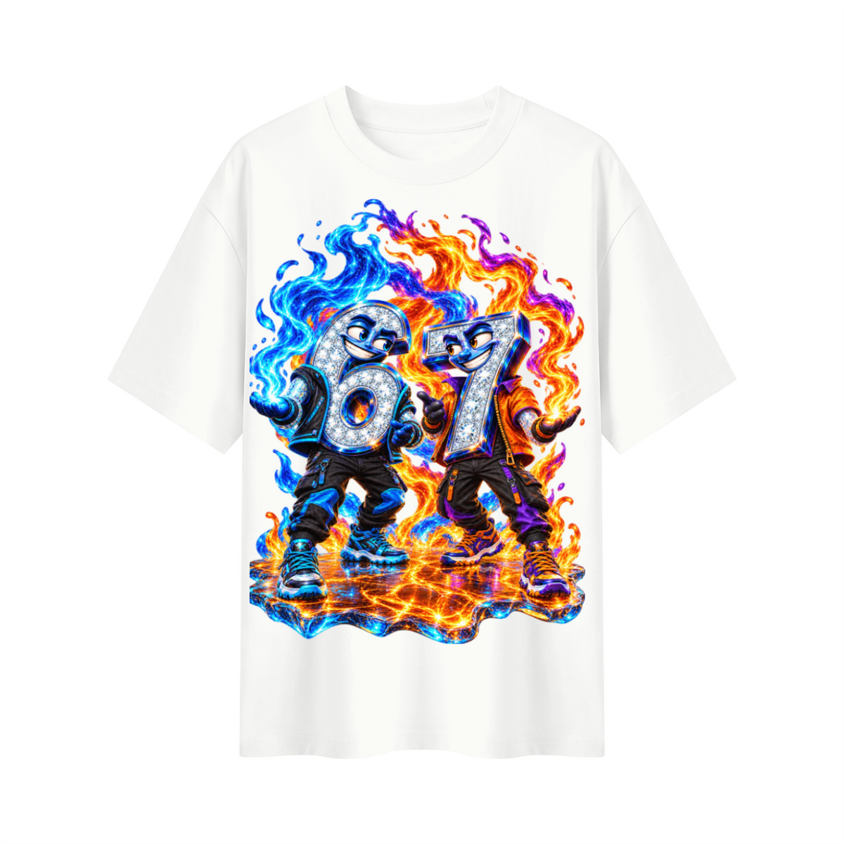 6-7 Street Mode™ Fire & Ice Oversized Graphic T-Shirt - Unisex
