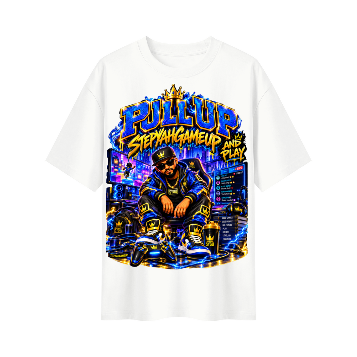 StepYahGameUp™ Pull Up and Play Oversized Graphic T-Shirt - Unisex