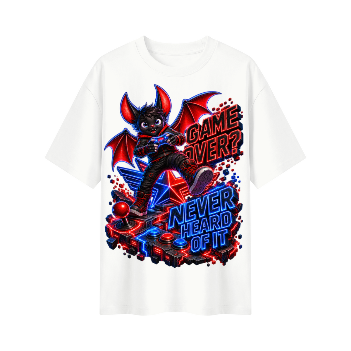 Game Over? Never Heard of It Oversized Gamer Graphic T-Shirt - Unisex
