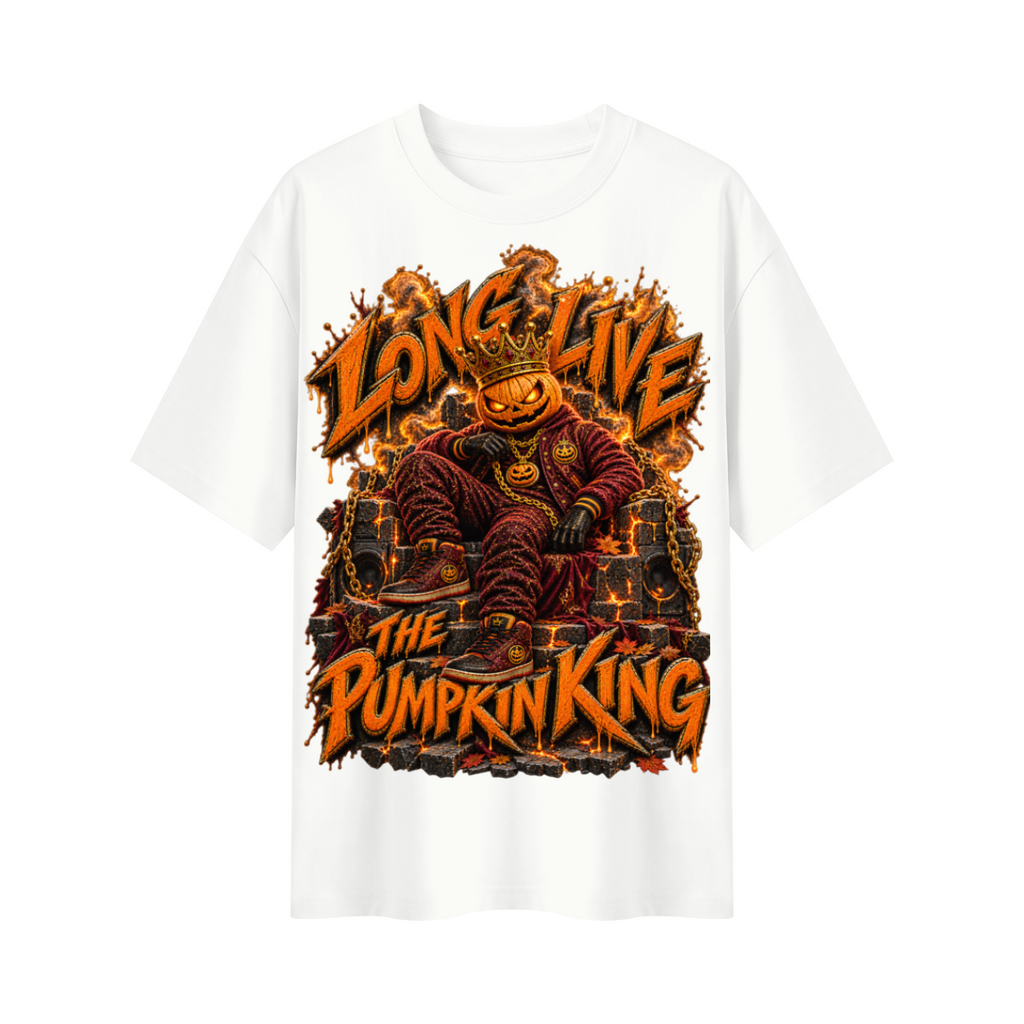 Halloween Pumpkin King Oversized Graphic T-Shirt - Long Live the Pumpkin King - Unisex
