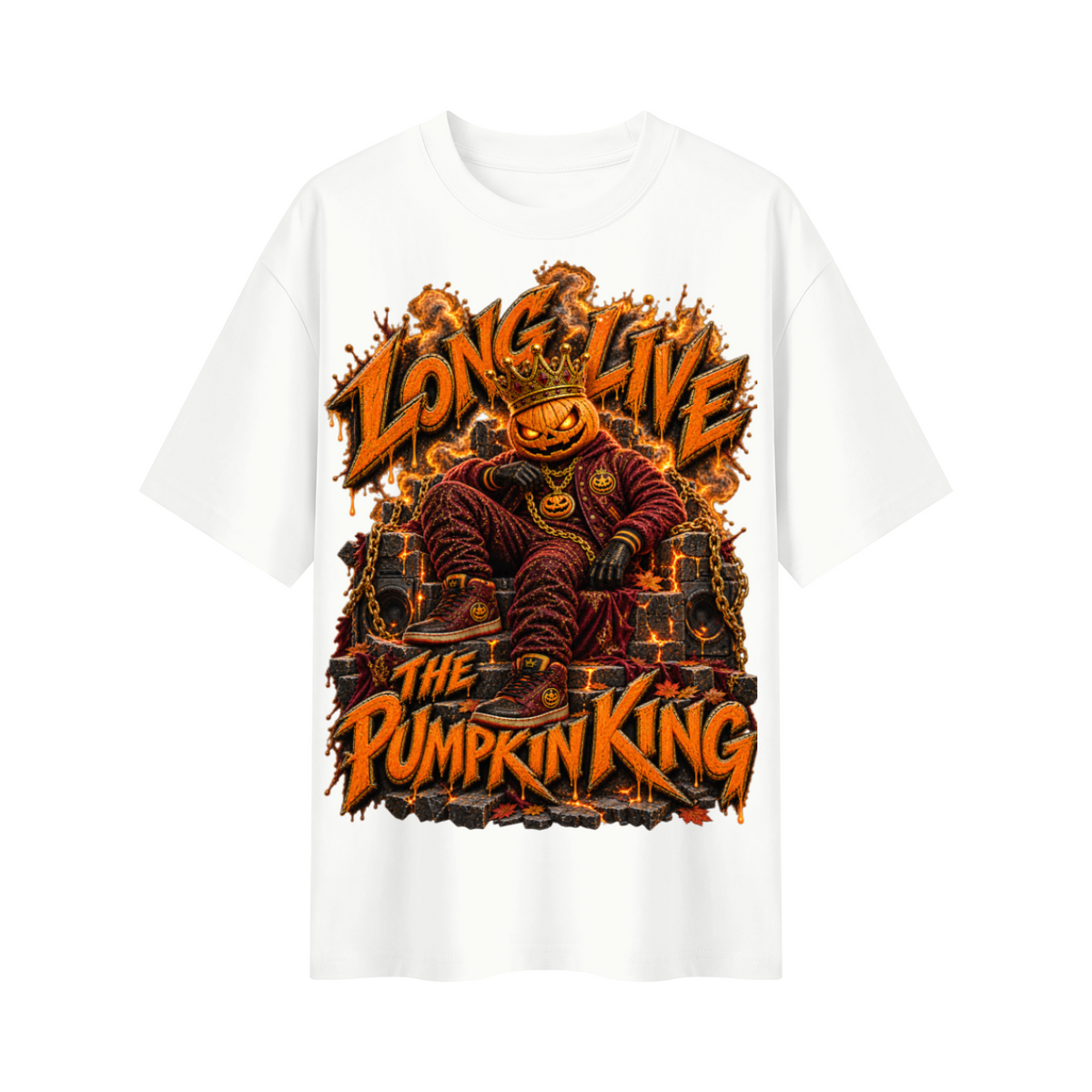Halloween Pumpkin King Oversized Graphic T-Shirt - Long Live the Pumpkin King - Unisex