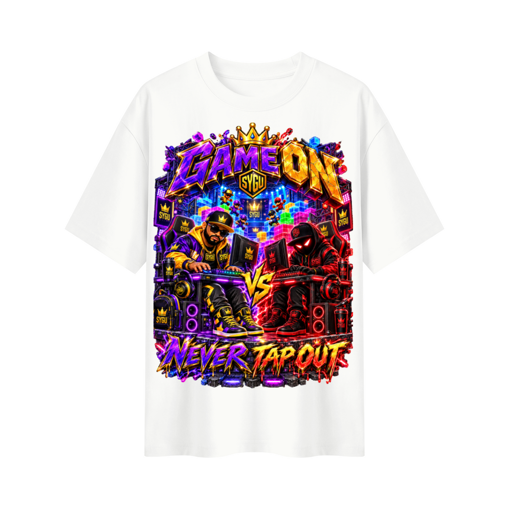 StepYahGameUp™ Game On Never Tap Out Oversized Graphic T-Shirt - Unisex