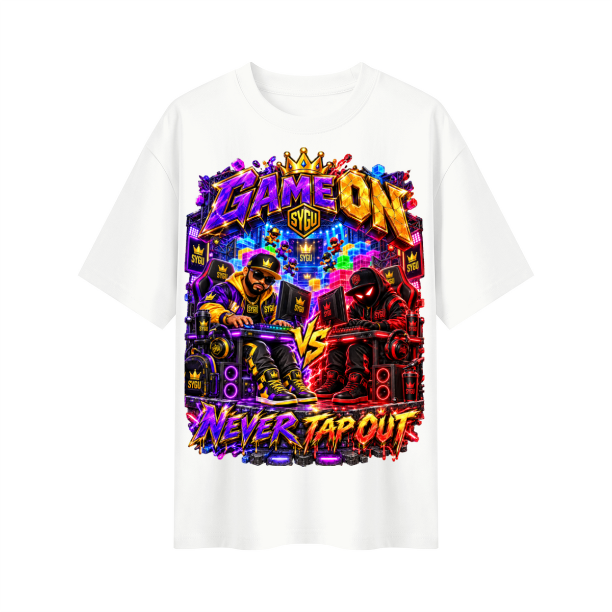 StepYahGameUp™ Game On Never Tap Out Oversized Graphic T-Shirt - Unisex