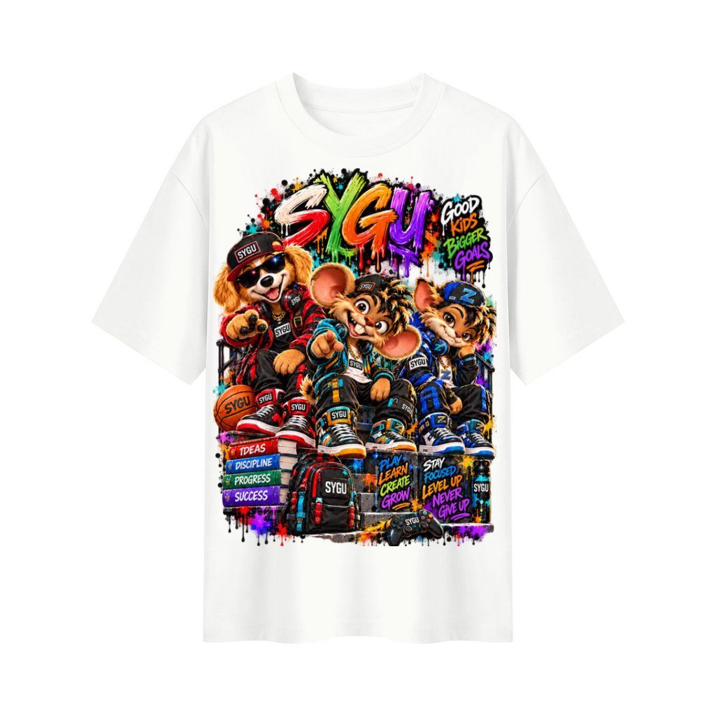 StepYahGameUp™ Good Kids Bigger Goals Oversized Graphic T-Shirt - Unisex