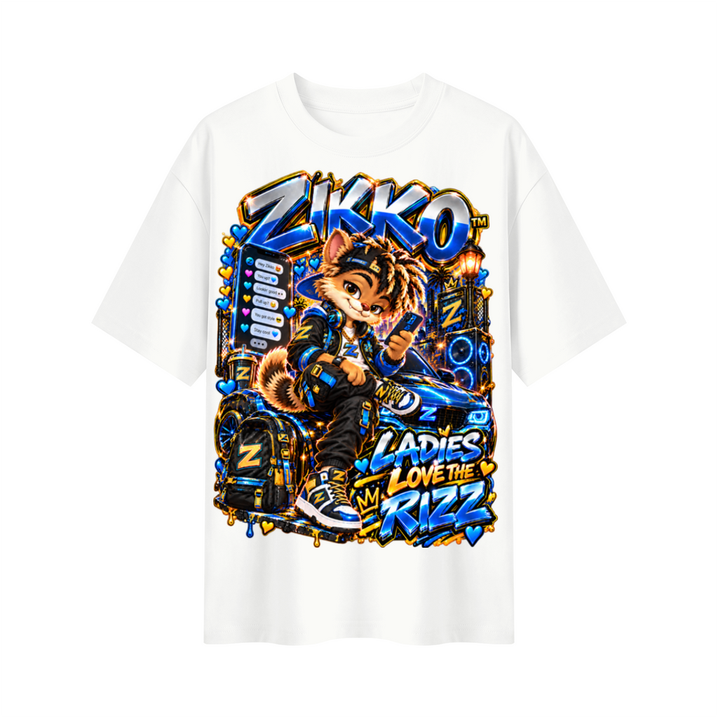 Own Your Vibe™ Zikko™ Ladies Love the Rizz Oversized Graphic T-Shirt - Unisex