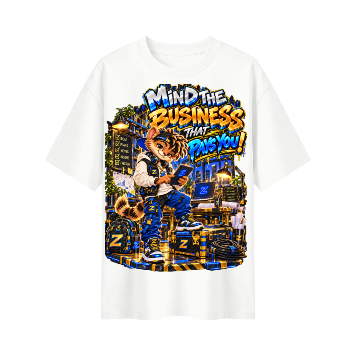 Own Your Vibe™ Zikko™ Mind the Business That Pays You! Oversized Graphic T-Shirt - Unisex