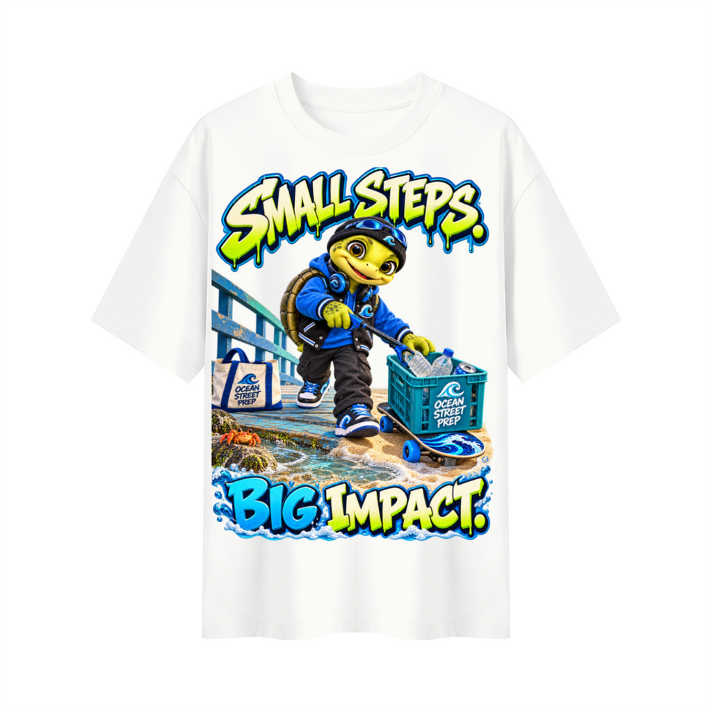 Ocean Street Prep™ Lil Turver Small Steps Big Impact Oversized Graphic T-Shirt - Unisex