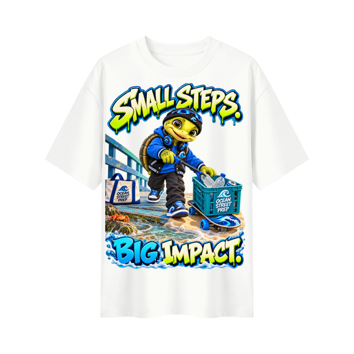 Ocean Street Prep™ Lil Turver Small Steps Big Impact Oversized Graphic T-Shirt - Unisex