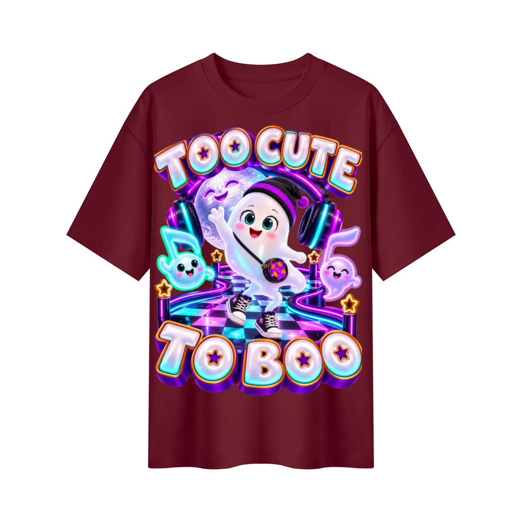 Halloween Cute Ghost Oversized Graphic T-Shirt - Too Cute to Boo - Unisex
