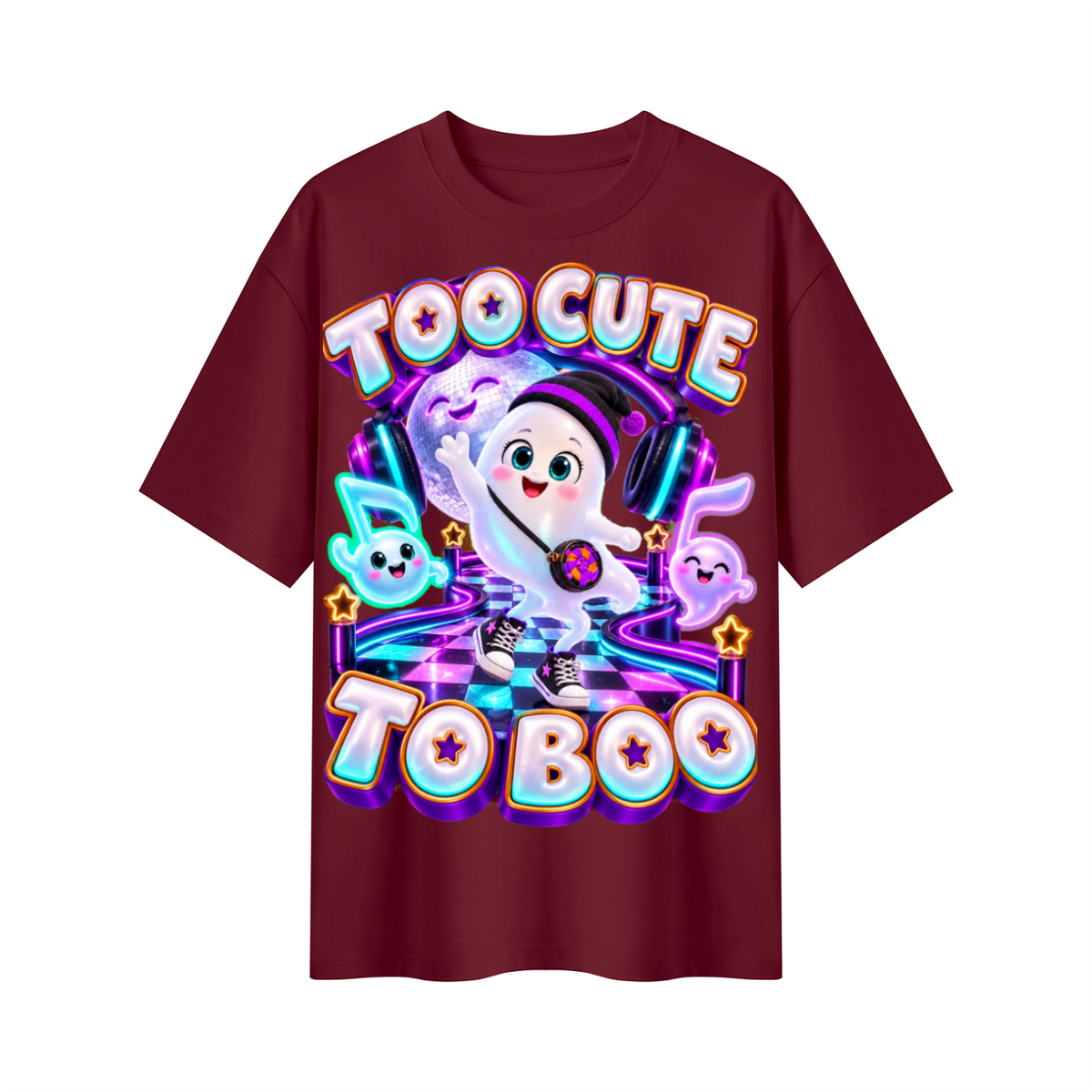Halloween Cute Ghost Oversized Graphic T-Shirt - Too Cute to Boo - Unisex