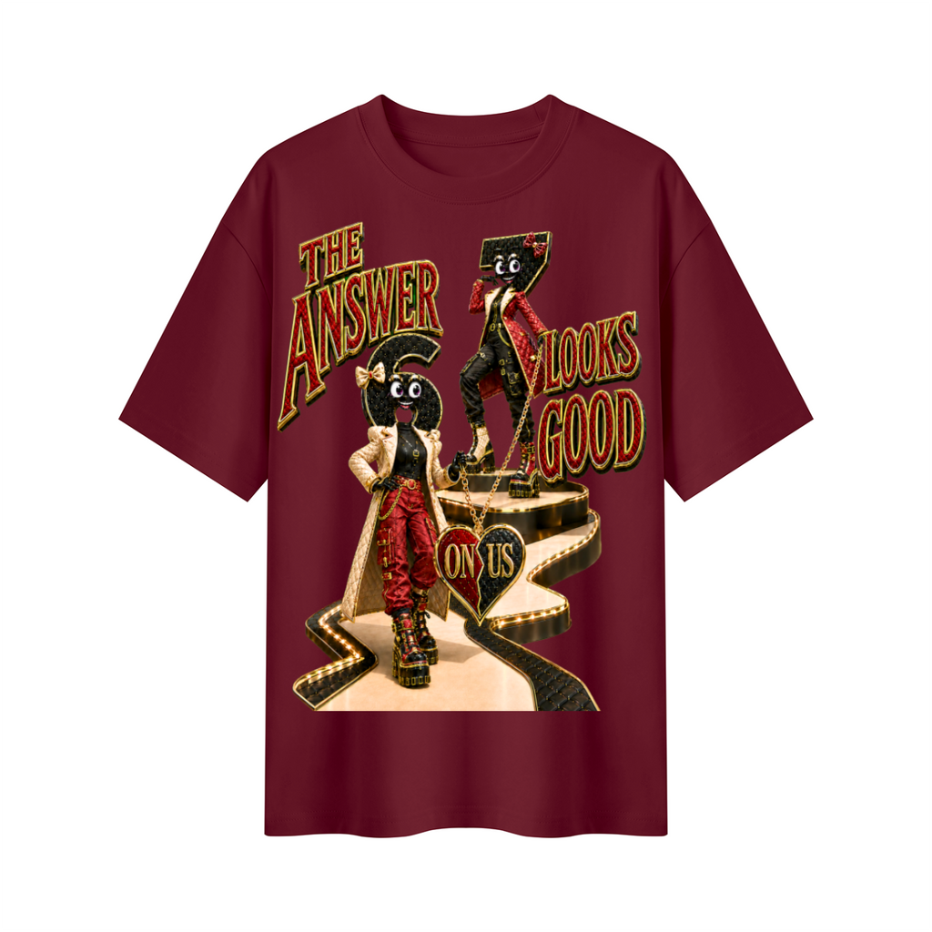 6-7 Street Mode™ The Answer Looks Good on Us Oversized Graphic T-Shirt - Unisex