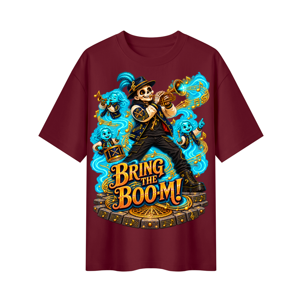 Halloween Bring the Boom Ghost Band Oversized Graphic T-Shirt - Unisex