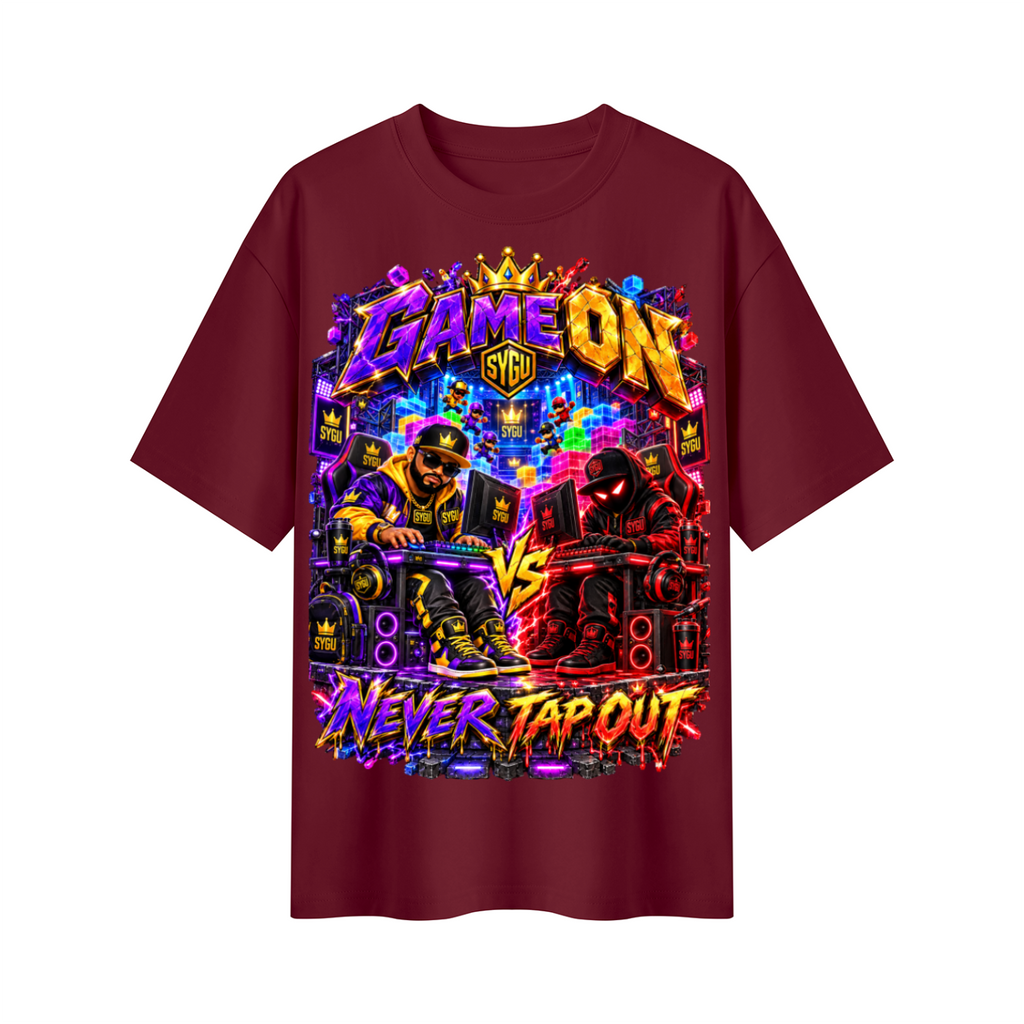 StepYahGameUp™ Game On Never Tap Out Oversized Graphic T-Shirt - Unisex