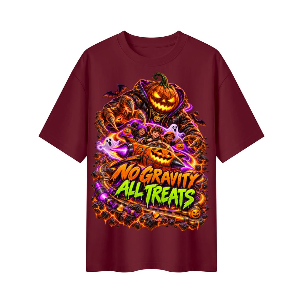 Halloween No Gravity All Treats Oversized Graphic T-Shirt - Unisex
