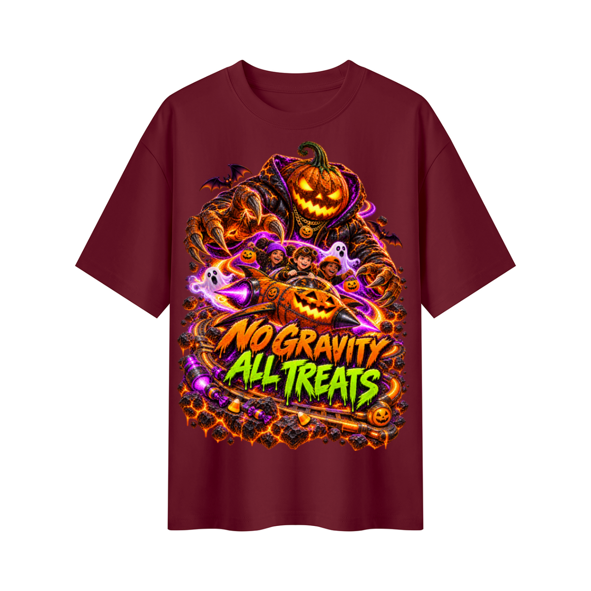 Halloween No Gravity All Treats Oversized Graphic T-Shirt - Unisex