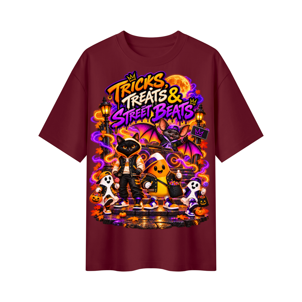 Halloween Tricks, Treats & Street Beats Oversized Graphic T-Shirt - Unisex