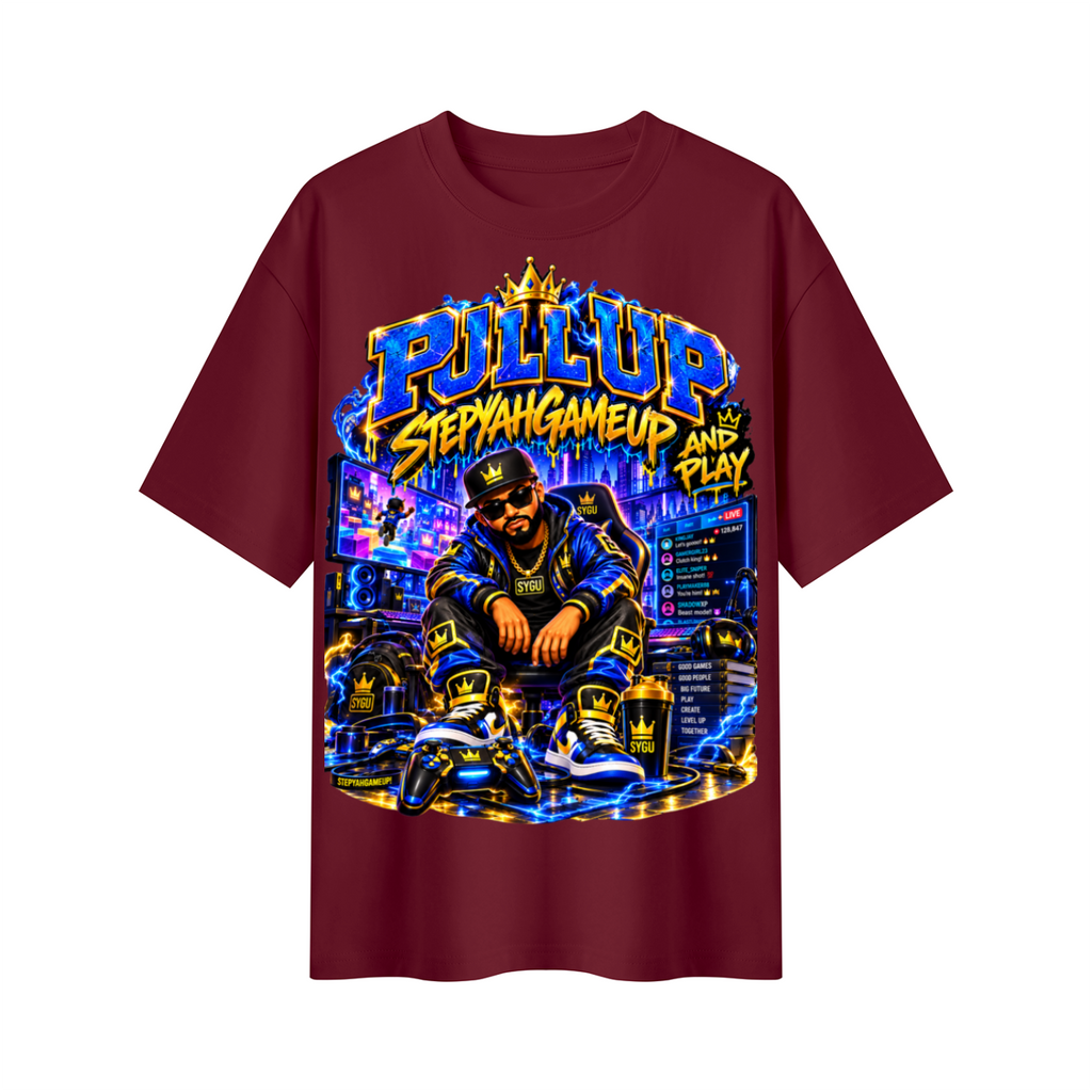 StepYahGameUp™ Pull Up and Play Oversized Graphic T-Shirt - Unisex