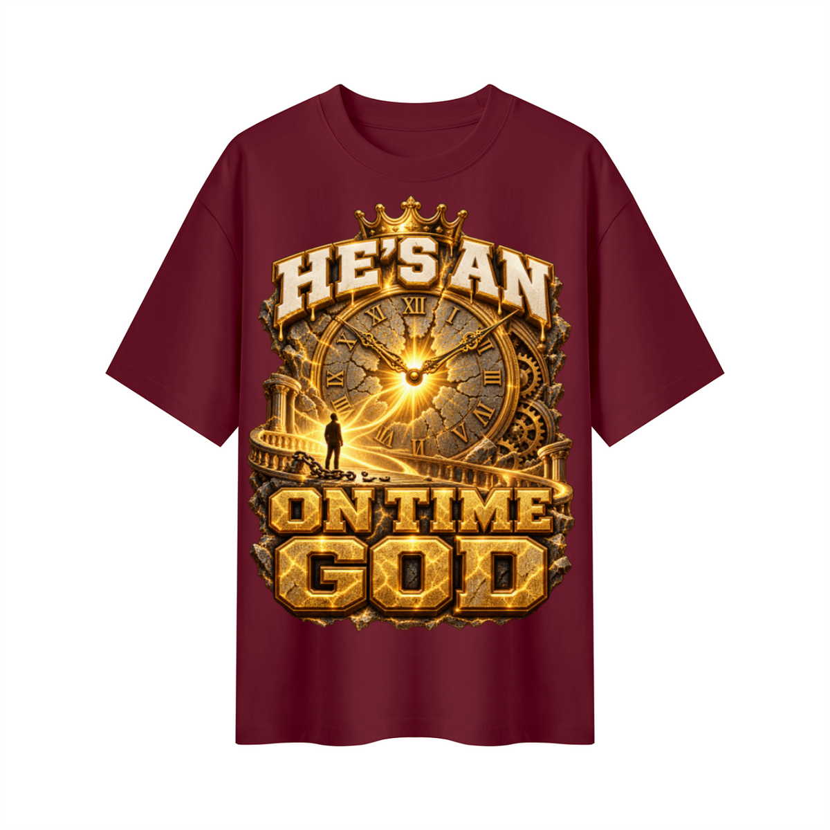 Walk by Faith™ He’s an On Time God Oversized Graphic T-Shirt - Unisex