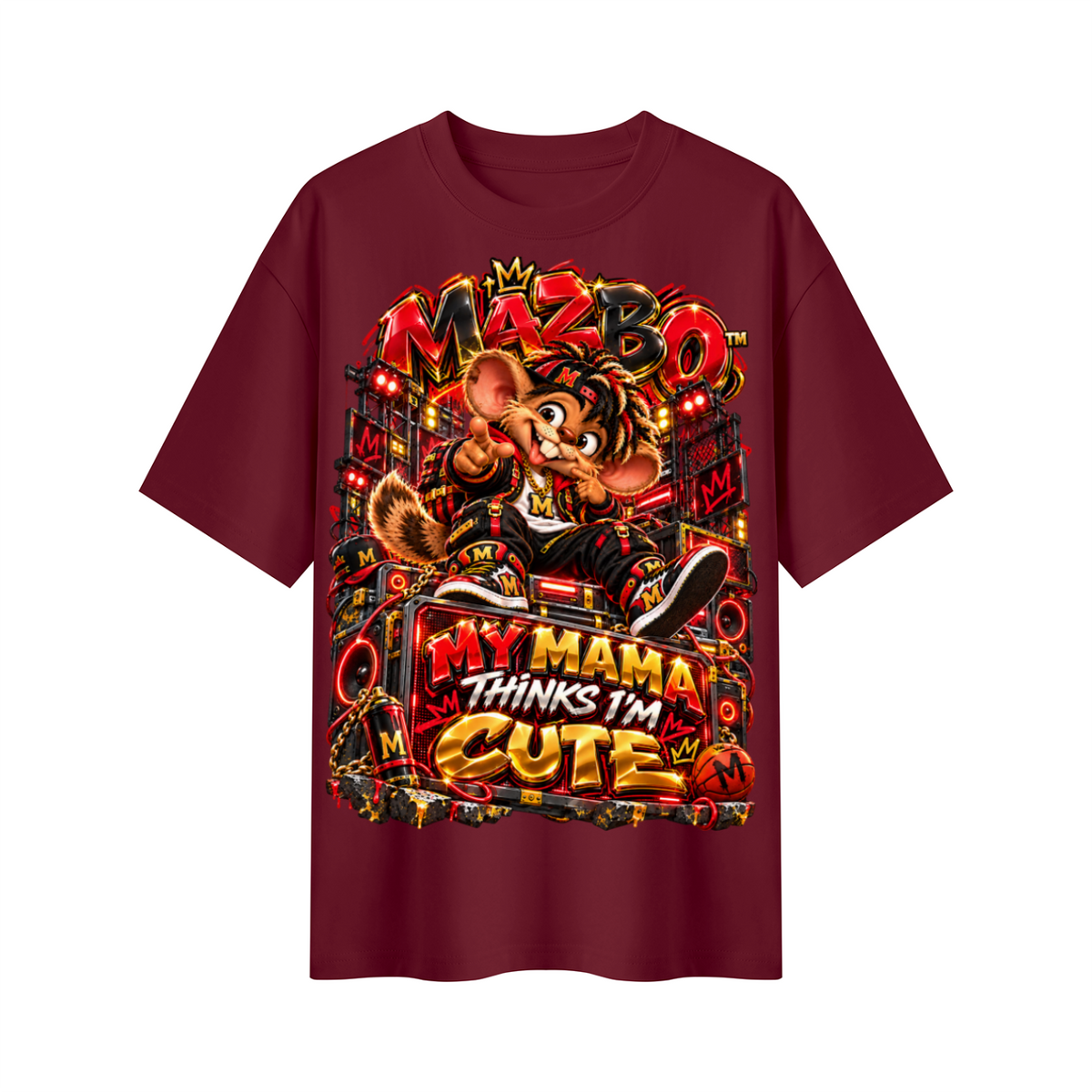 Own Your Vibe™ Mazbo™ My Mama Thinks I’m Cute Oversized Graphic T-Shirt - Unisex