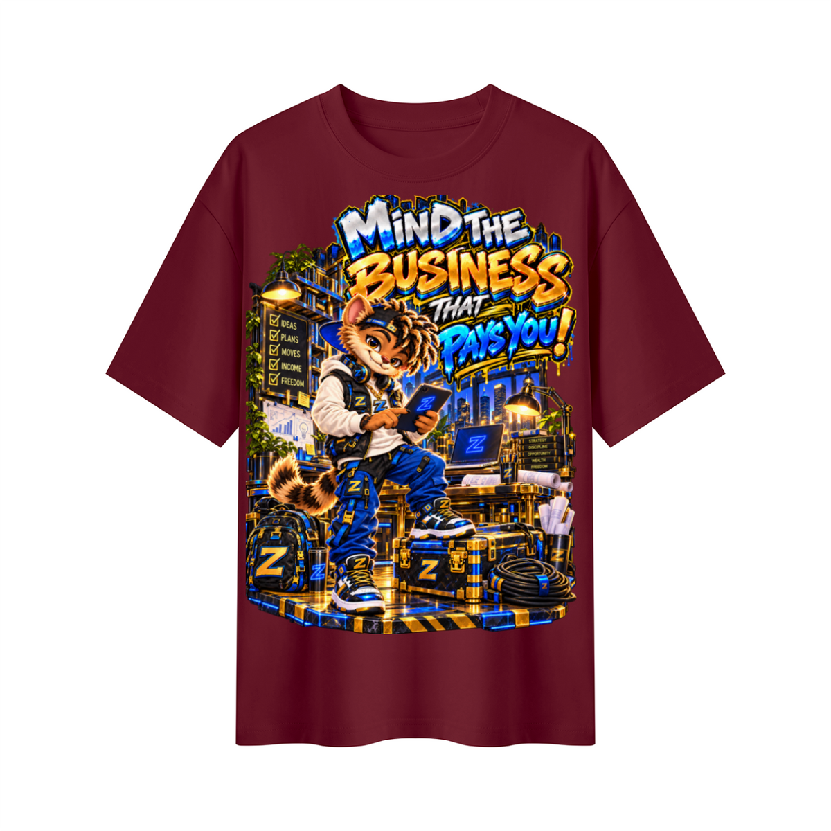 Own Your Vibe™ Zikko™ Mind the Business That Pays You! Oversized Graphic T-Shirt - Unisex