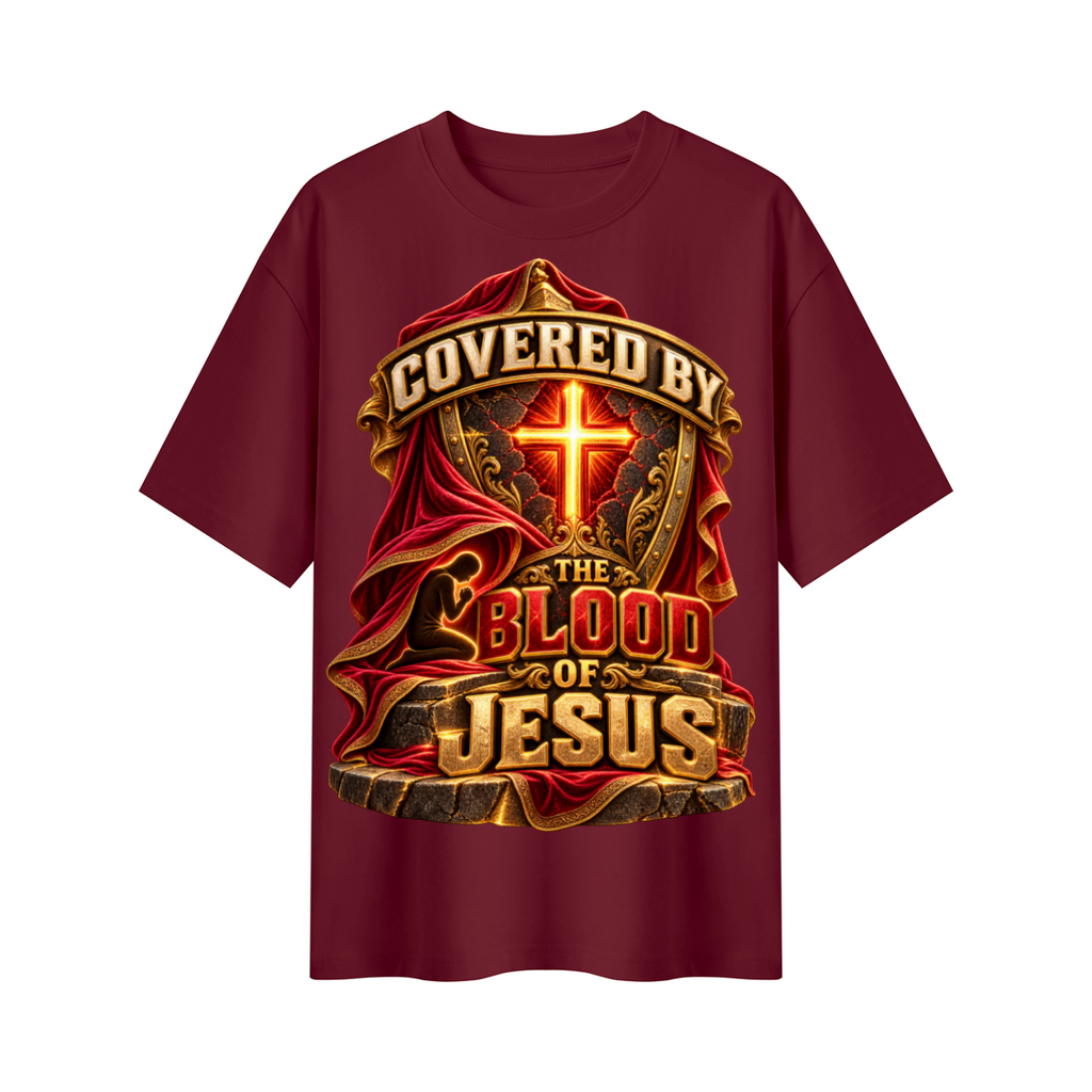 Walk by Faith™ Covered by the Blood of Jesus Oversized Graphic T-Shirt - Unisex