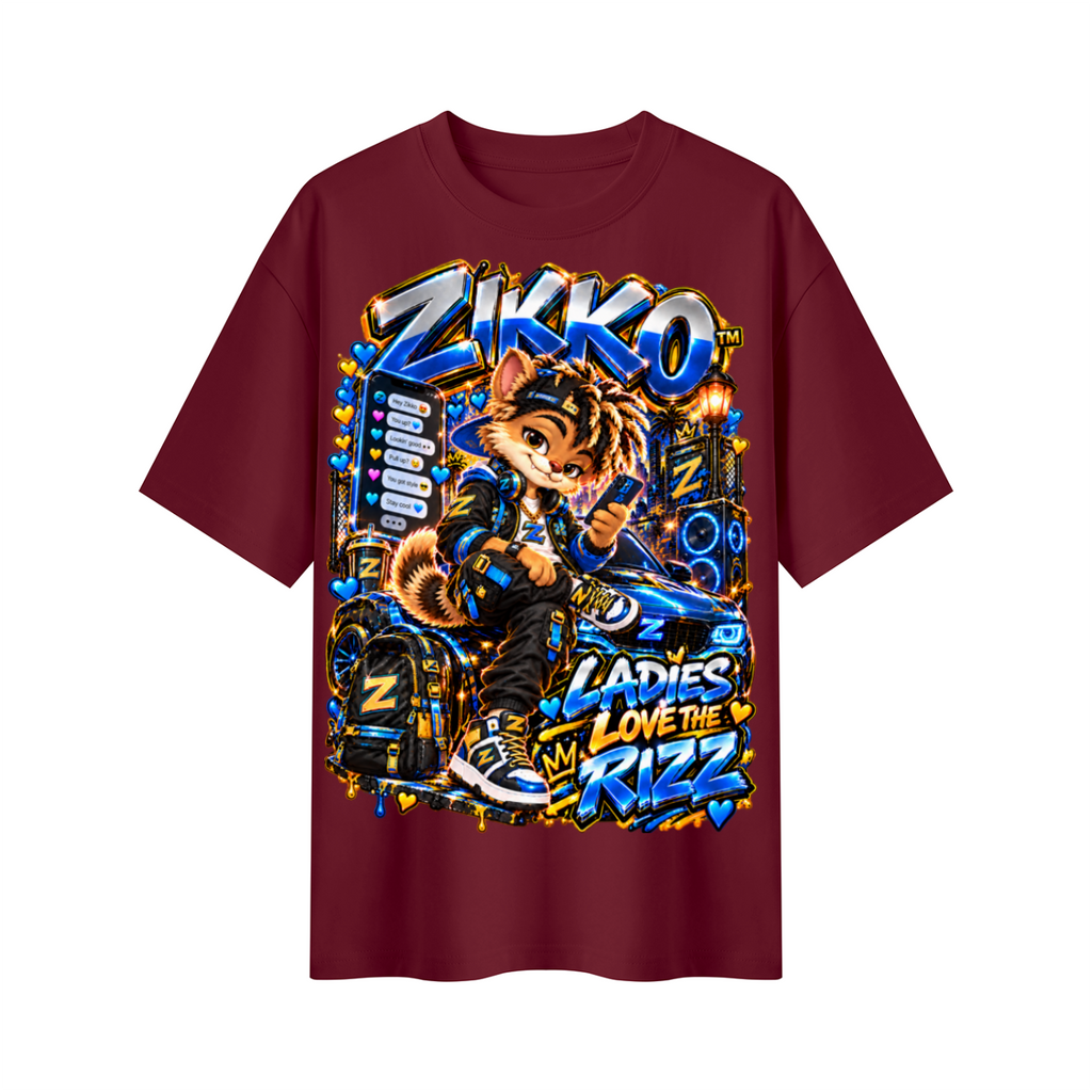 Own Your Vibe™ Zikko™ Ladies Love the Rizz Oversized Graphic T-Shirt - Unisex