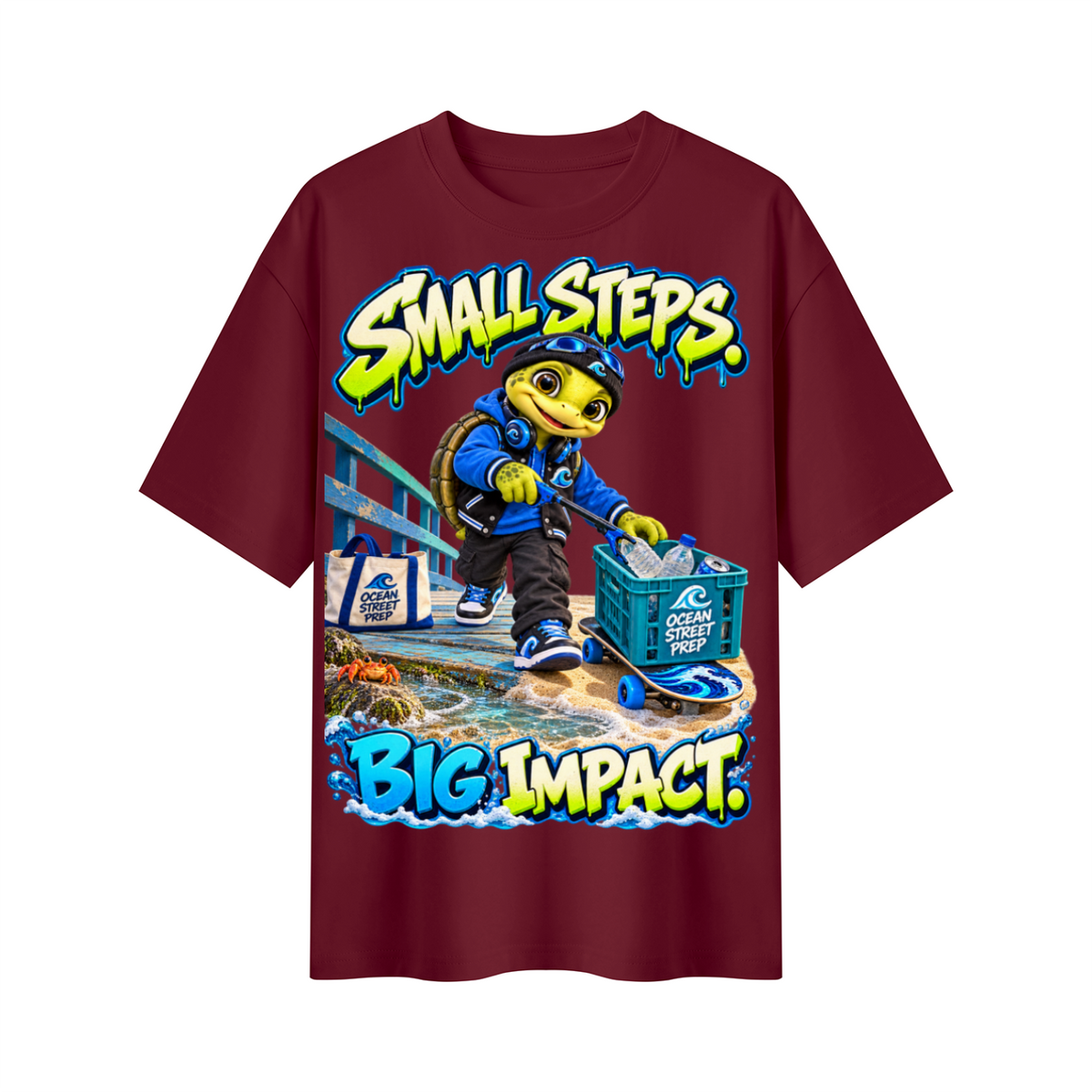 Ocean Street Prep™ Lil Turver Small Steps Big Impact Oversized Graphic T-Shirt - Unisex