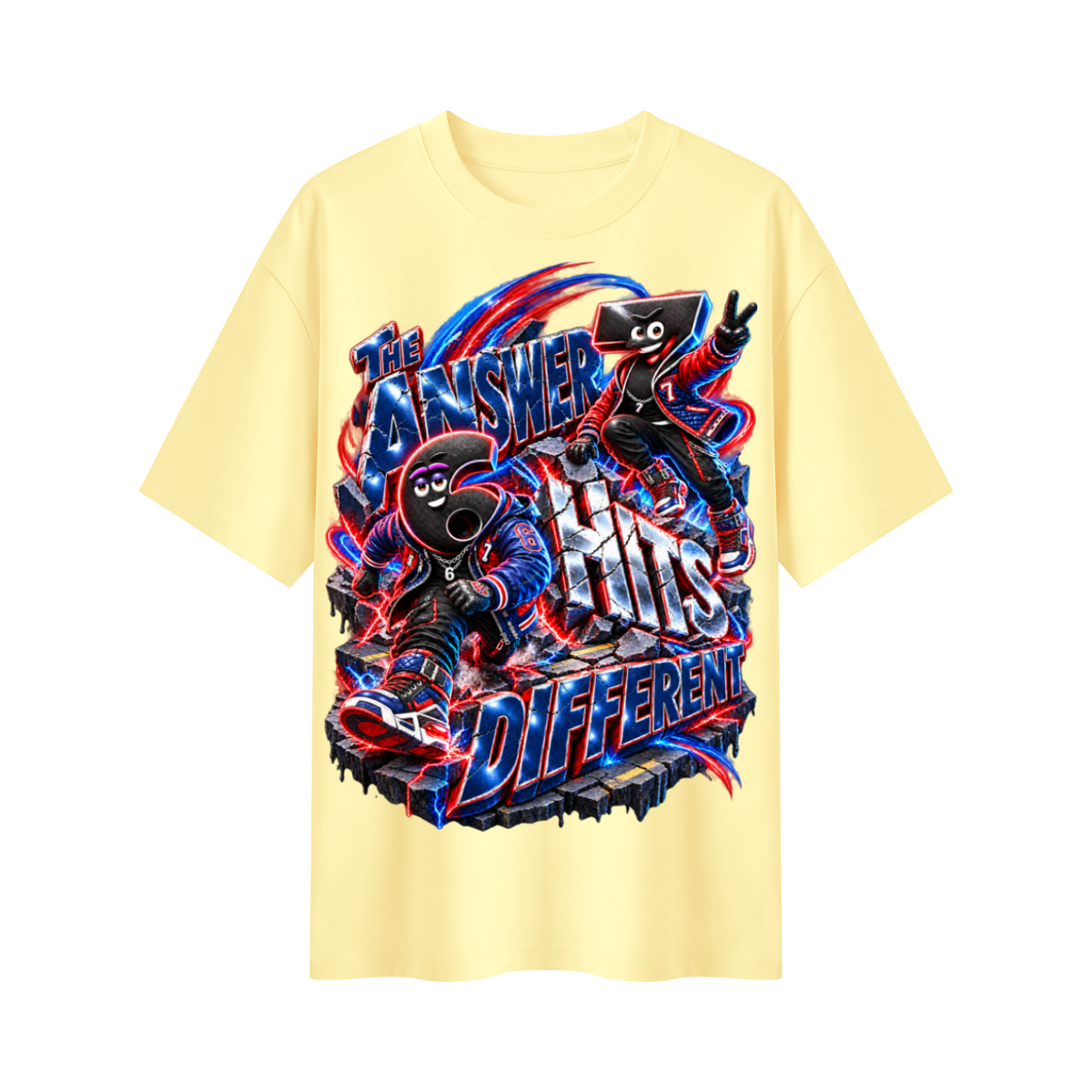 6-7 Street Mode™ The Answer Hits Different Oversized Graphic T-Shirt - Unisex