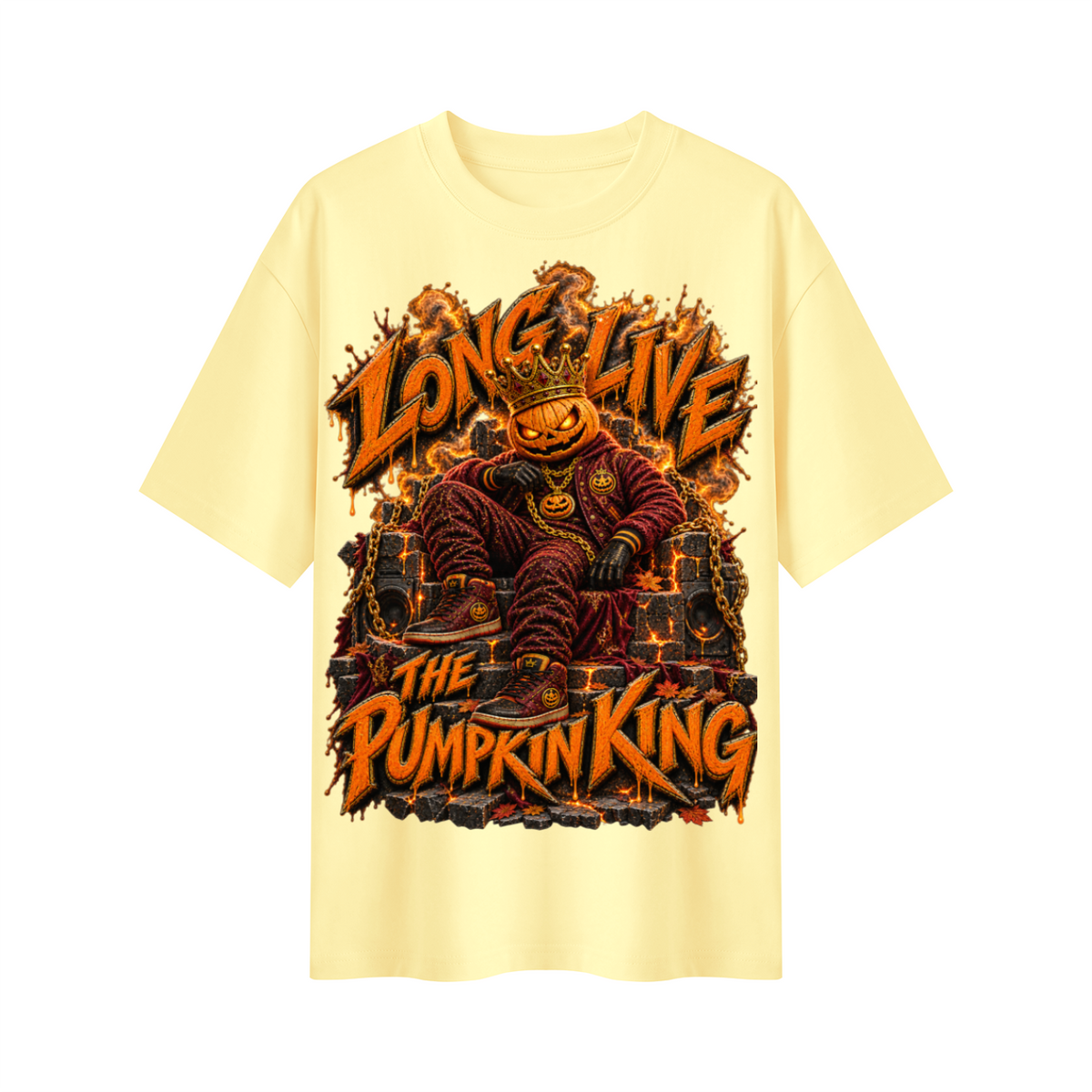 Halloween Pumpkin King Oversized Graphic T-Shirt - Long Live the Pumpkin King - Unisex