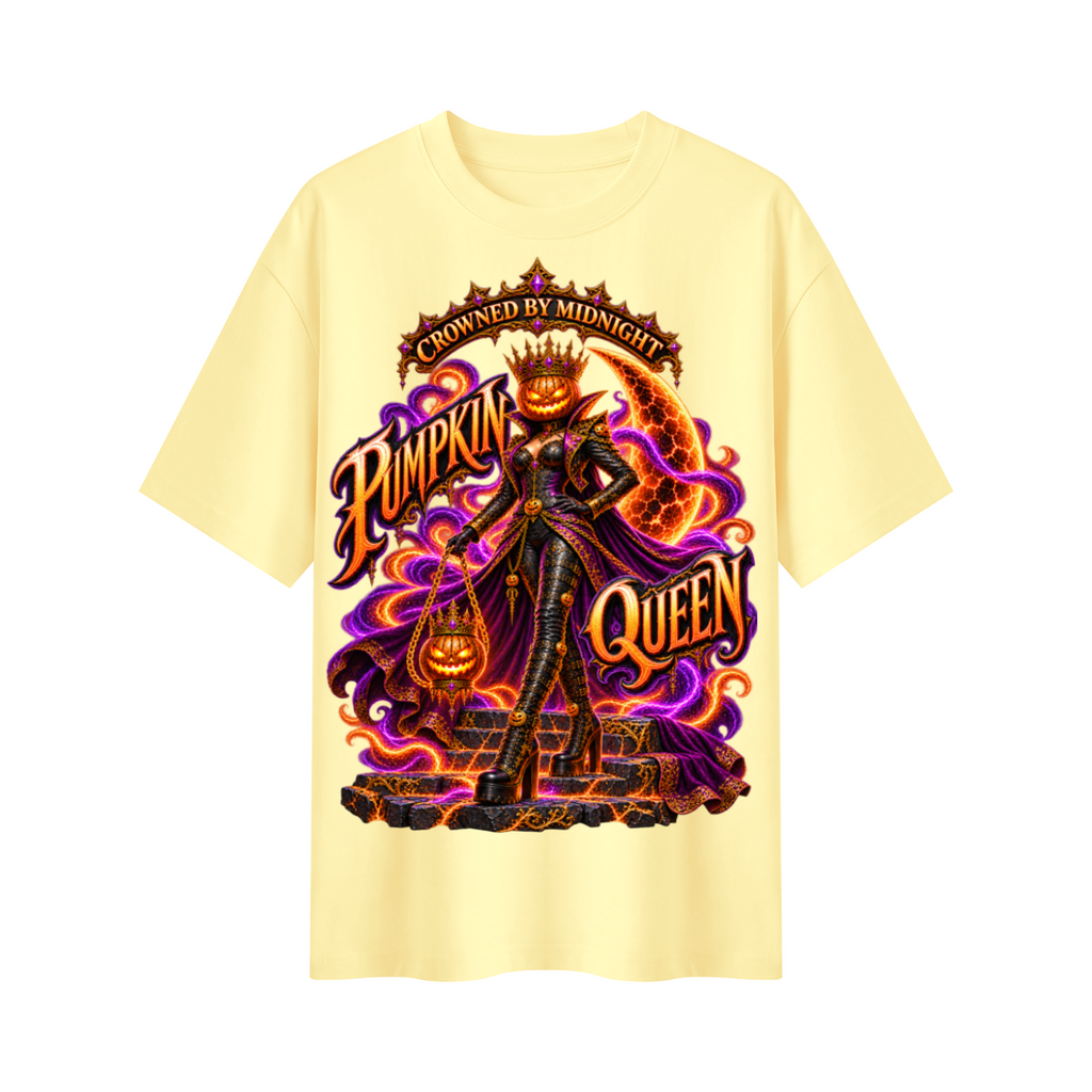 Halloween Pumpkin Queen Oversized Graphic T-Shirt - Crowned by Midnight - Unisex