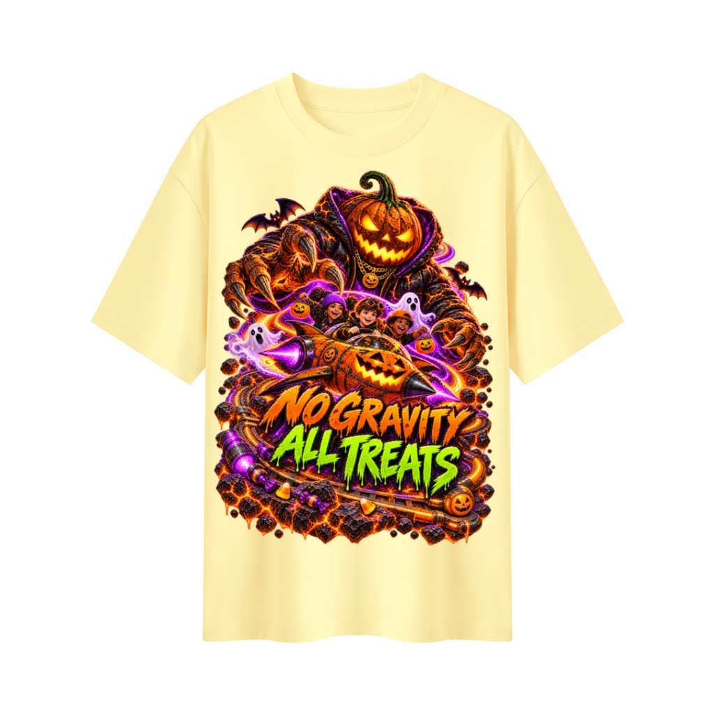 Halloween No Gravity All Treats Oversized Graphic T-Shirt - Unisex