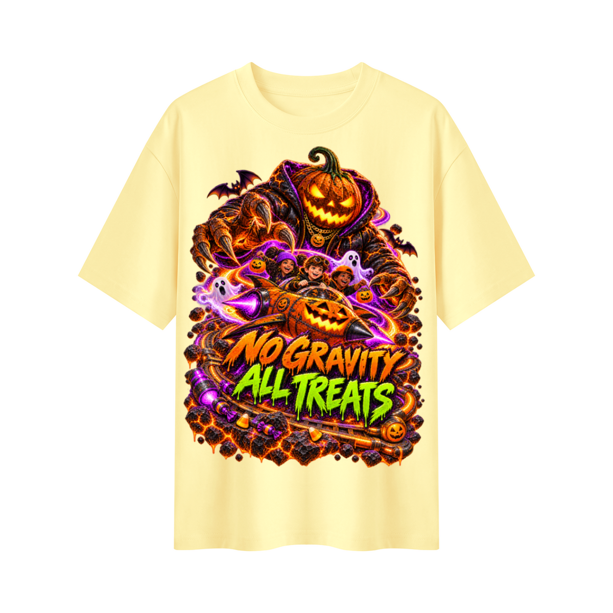 Halloween No Gravity All Treats Oversized Graphic T-Shirt - Unisex