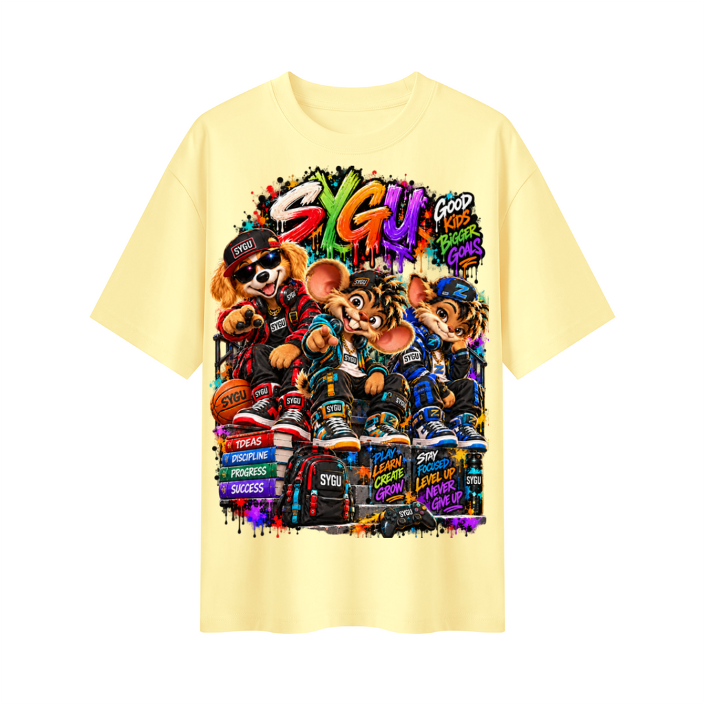 StepYahGameUp™ Good Kids Bigger Goals Oversized Graphic T-Shirt - Unisex