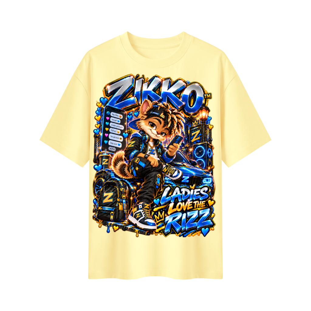 Own Your Vibe™ Zikko™ Ladies Love the Rizz Oversized Graphic T-Shirt - Unisex
