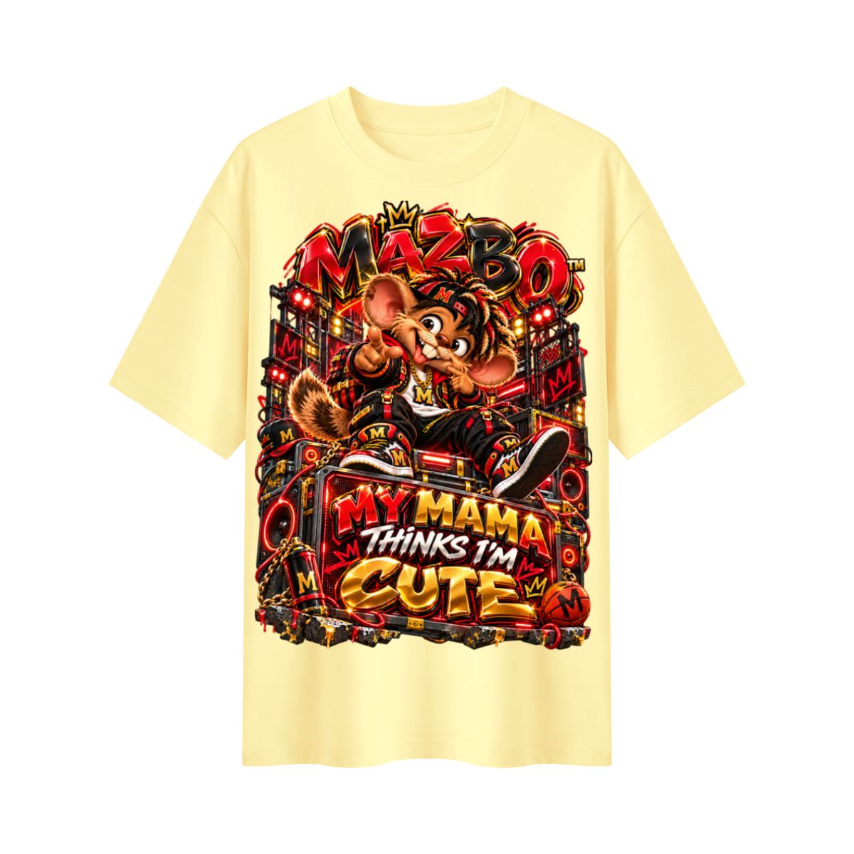 Own Your Vibe™ Mazbo™ My Mama Thinks I’m Cute Oversized Graphic T-Shirt - Unisex