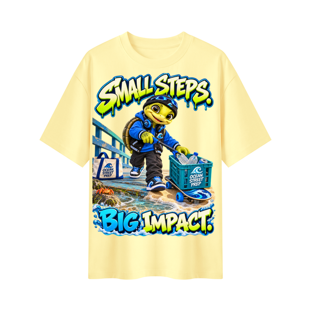 Ocean Street Prep™ Lil Turver Small Steps Big Impact Oversized Graphic T-Shirt - Unisex