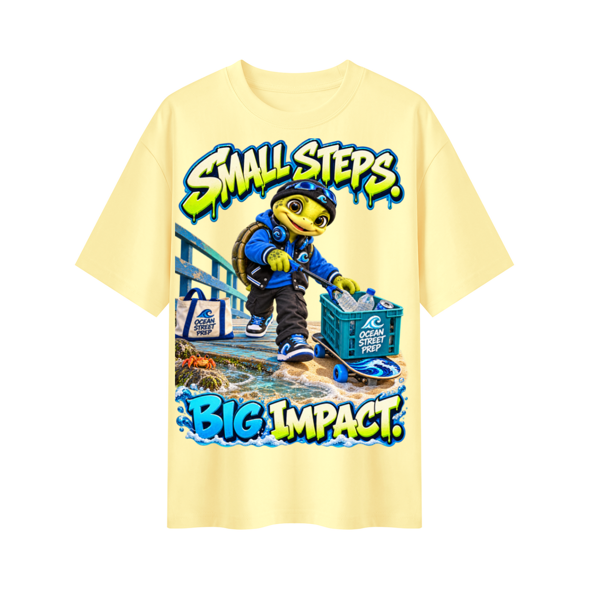 Ocean Street Prep™ Lil Turver Small Steps Big Impact Oversized Graphic T-Shirt - Unisex