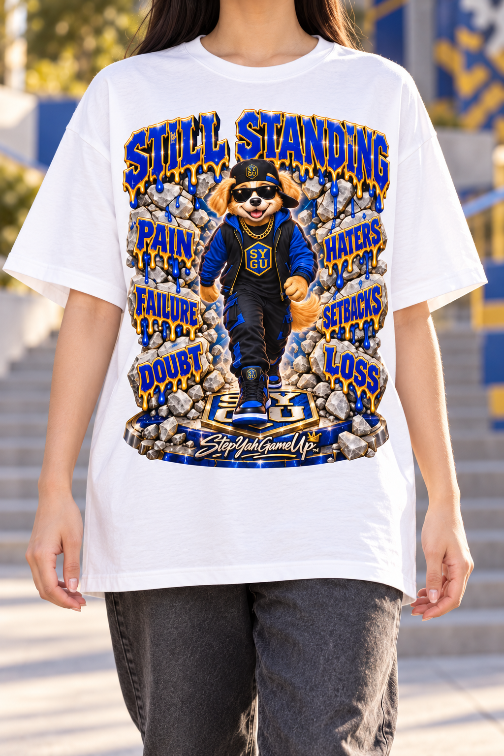 StepYahGameUp™ Still Standing Oversized Graphic T-Shirt - Unisex