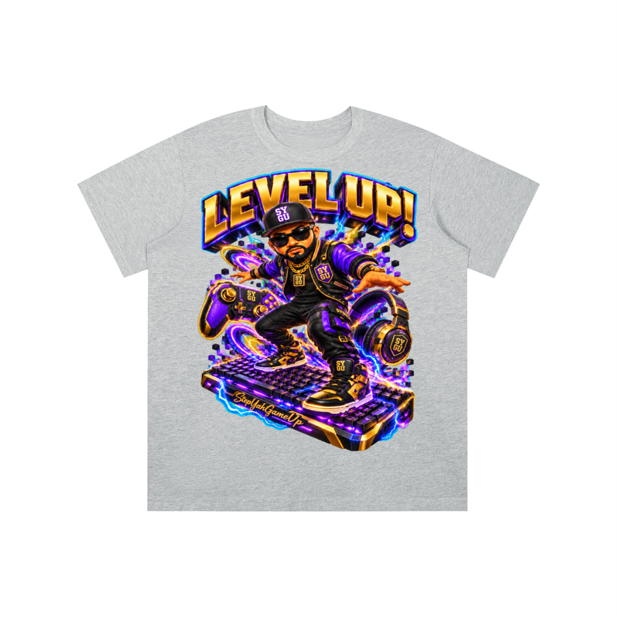 StepYahGameUp Gamer Graphic T-Shirt - Level Up! - Youth Unisex Tee