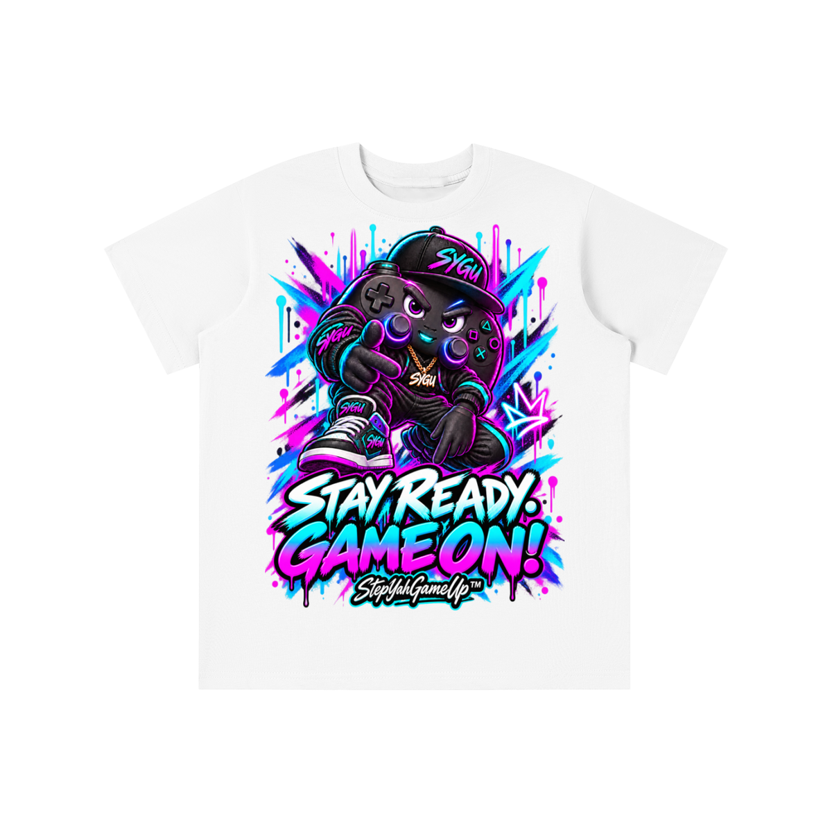 StepYahGameUp™ Stay Ready Game On Graphic T-Shirt - Youth Unisex Tee