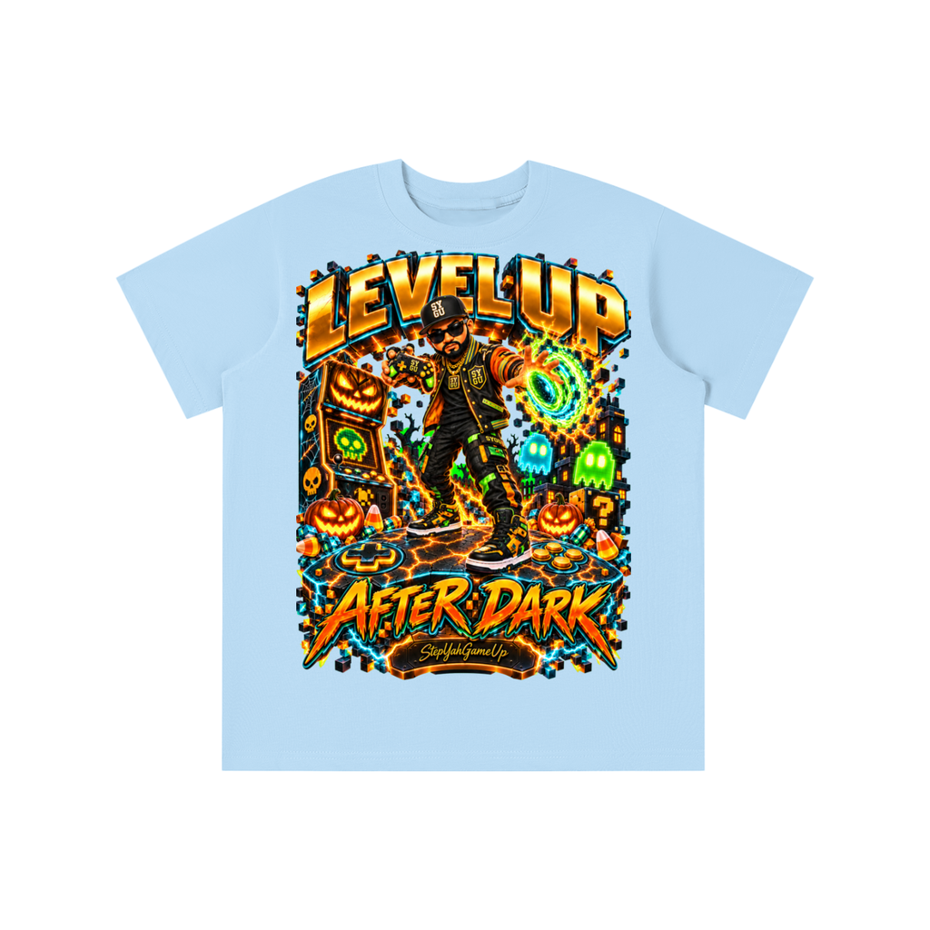 StepYahGameUp Halloween Arcade Gamer Graphic T-Shirt - Level Up After Dark - Youth Unisex Tee