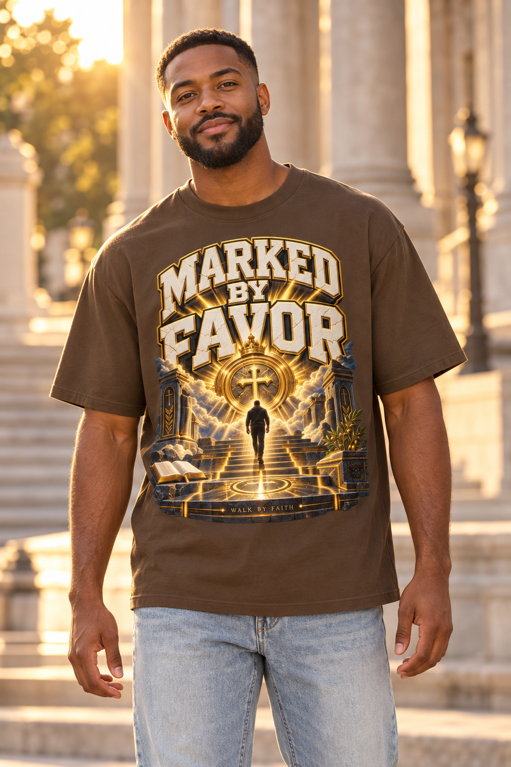 Walk by Faith™ Marked by Favor Oversized Graphic T-Shirt - Unisex