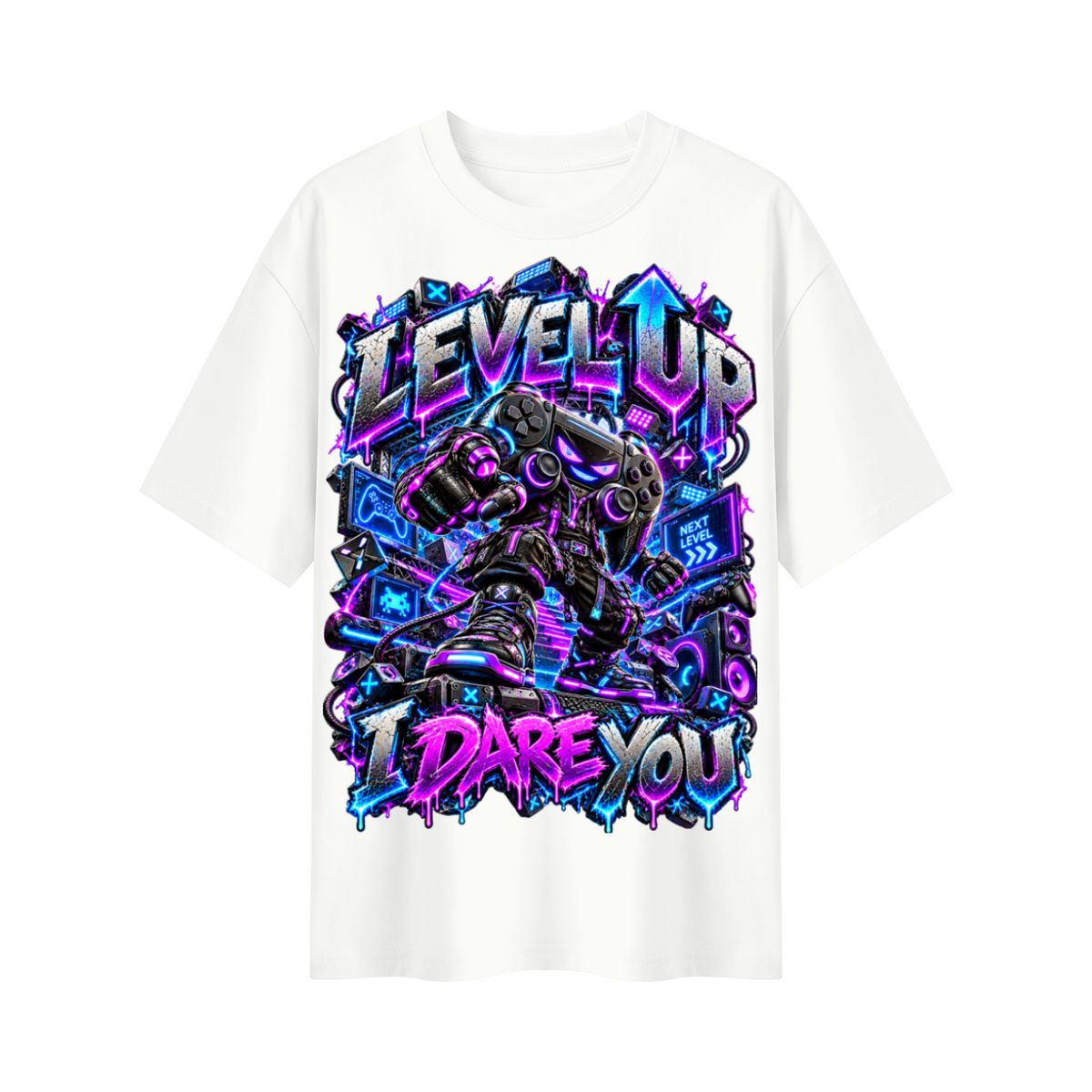StepYahGameUp™ Level Up I Dare You Oversized Graphic T-Shirt - Unisex