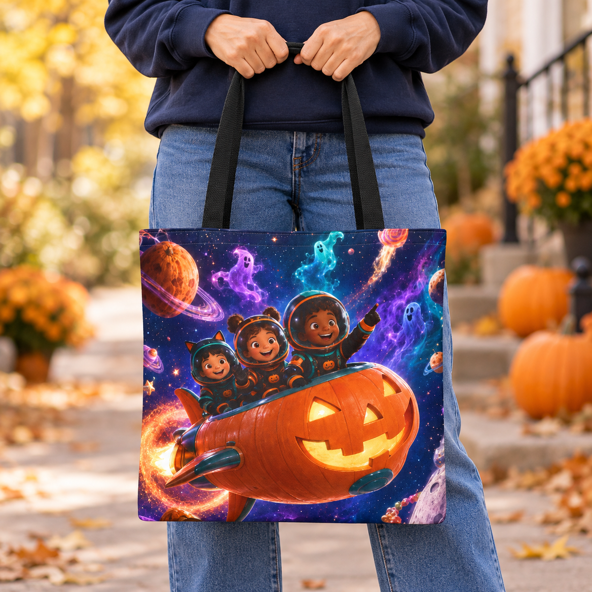 Halloween Trick or Treat Tote Bag - Trick or Treat Galaxy - Kids Candy Bag
