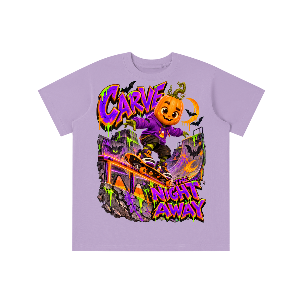 Halloween Pumpkin Skateboarder Graphic T-Shirt - Carve the Night Away - Youth Unisex Tee