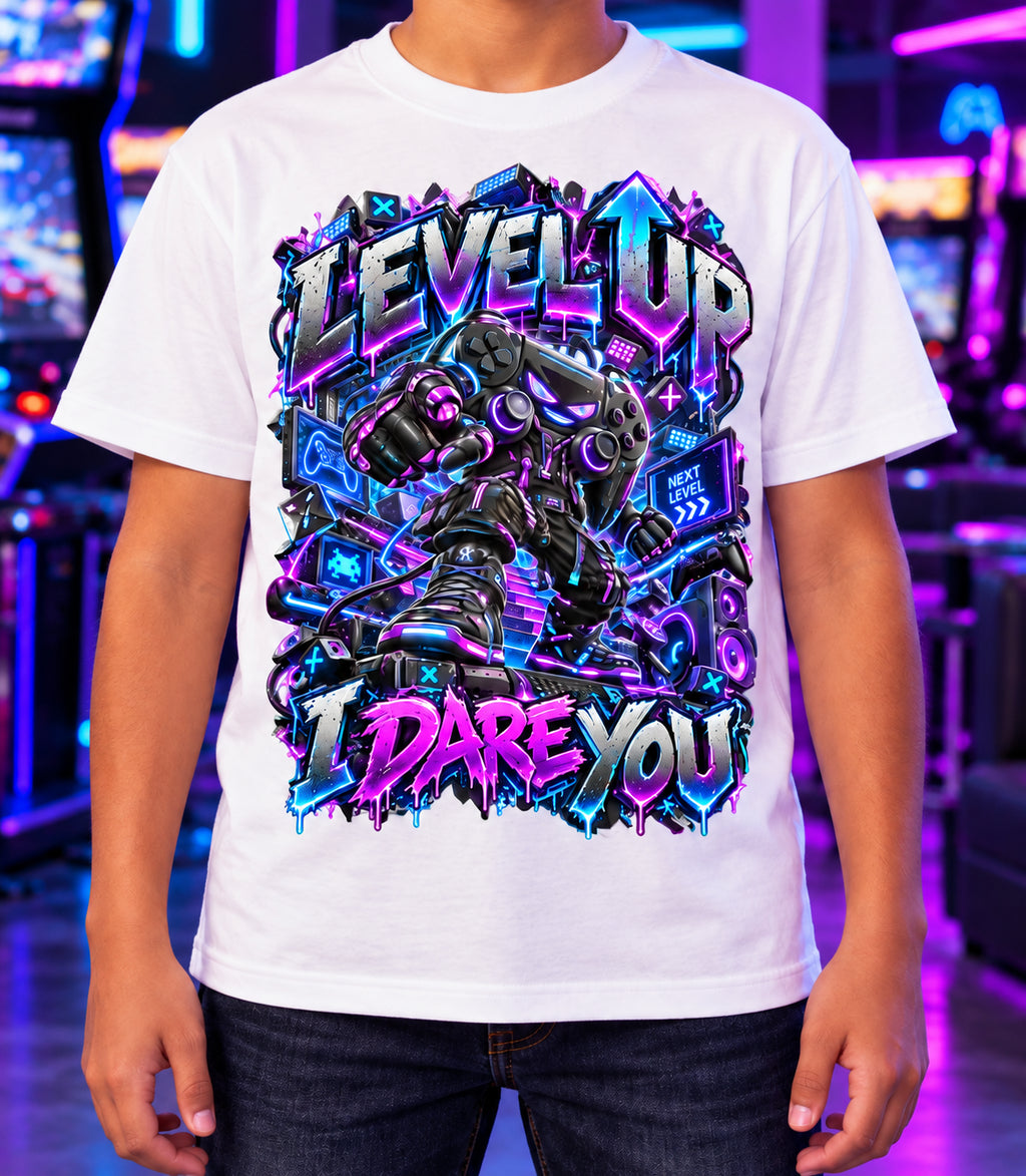 StepYahGameUp™ Level Up I Dare You Graphic T-Shirt - Youth Unisex Tee