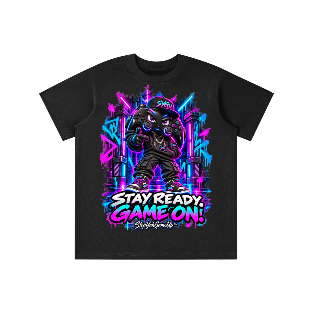 StepYahGameUp™ Stay Ready Game On Graphic T-Shirt - Youth Unisex Tee