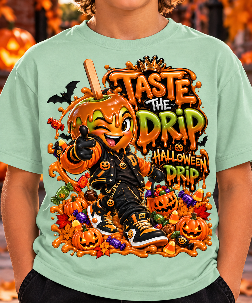 Halloween Candy Apple Graphic T-Shirt - Taste the Drip - Youth Unisex Tee