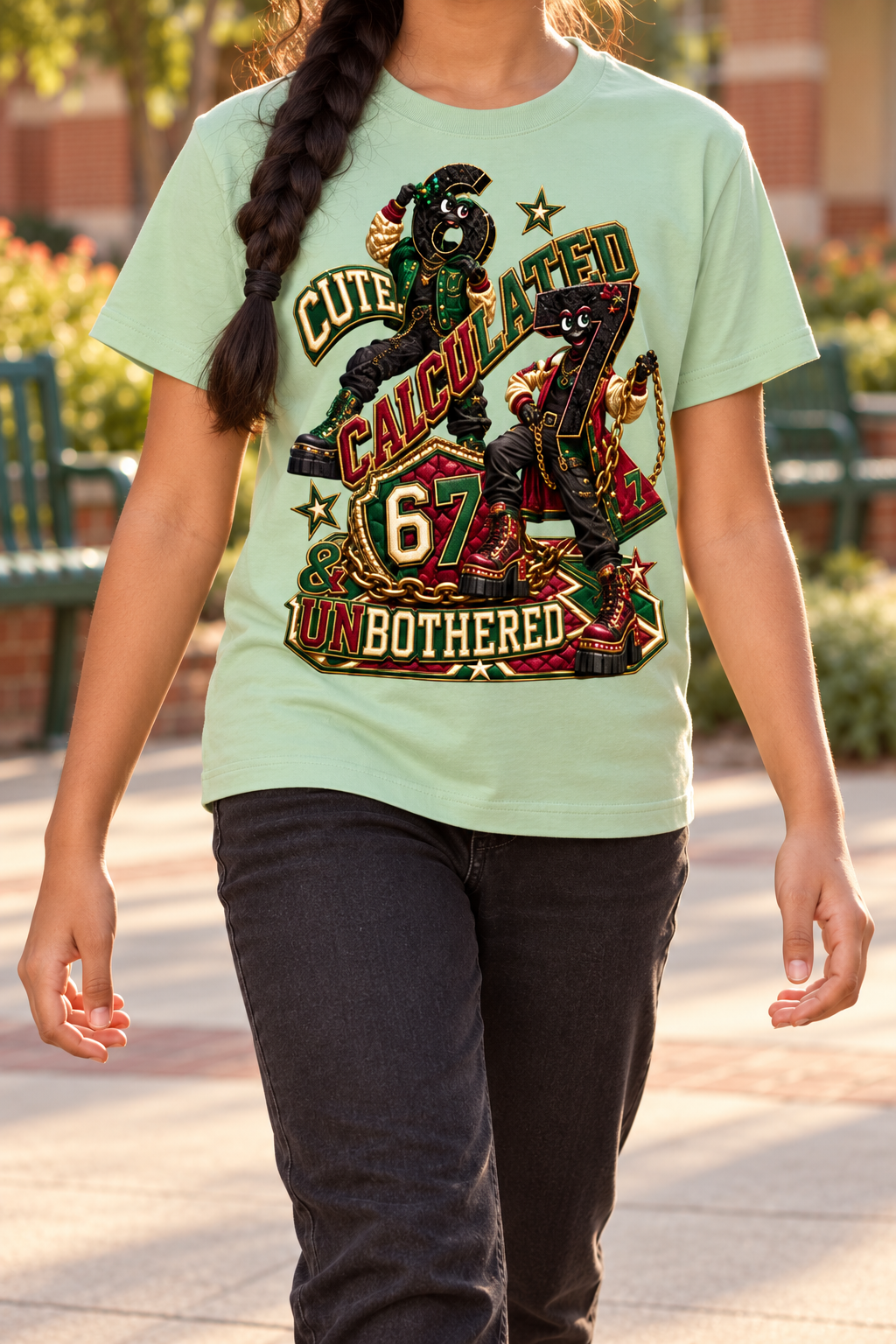 6-7 Street Mode™ Cute, Calculated & Unbothered Graphic T-Shirt - Youth Unisex Tee