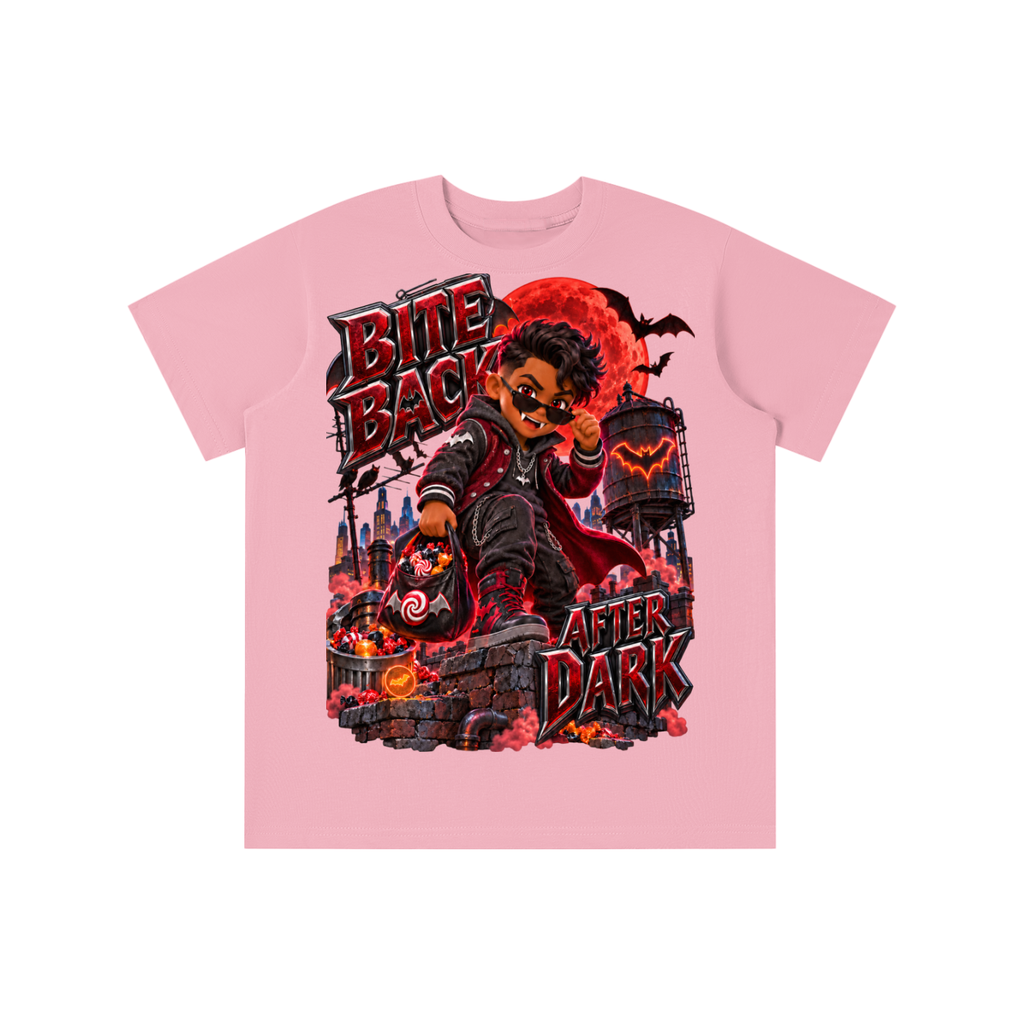 Halloween Vampire Kid Graphic T-Shirt - Bite Back After Dark - Youth Unisex Tee